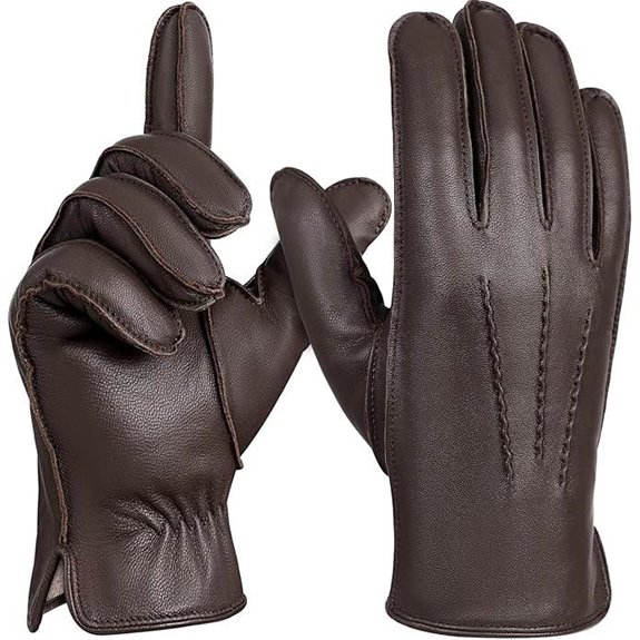 FIORETTO Men's Leather Touchscreen Winter Gloves