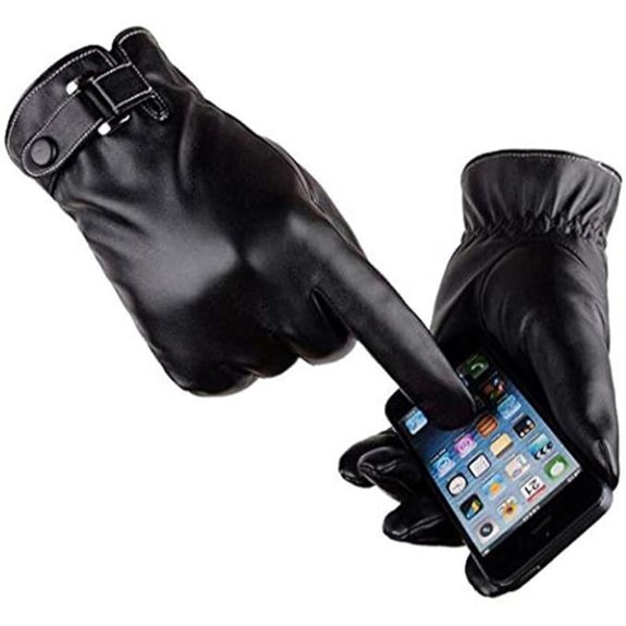 VICSPORT Men's Touchscreen Leather Gloves Winter Warm
