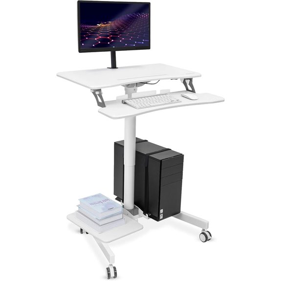 Mount-It! Mobile Adjustable Computer Cart with Shelves