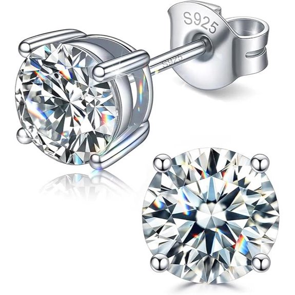 Moissanite Stud Earrings in Sterling Silver & Gold