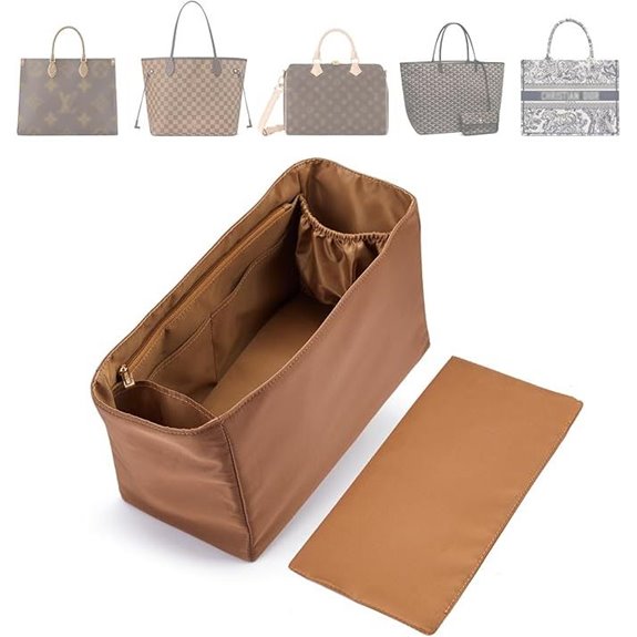 Nylon Tote Bag Organizer with Cup Holder and Zipper