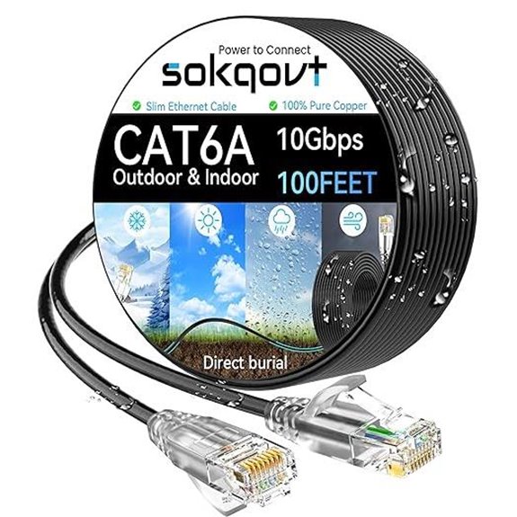 Cat6a 100ft Outdoor/Indoor Ethernet Cable Waterproof