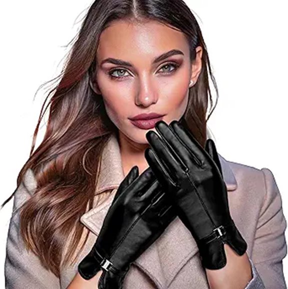 OZERO Women's Leather Wool Touchscreen Gloves