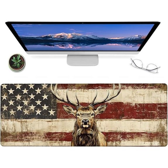Patriotic Deer & Flag Gaming Mouse Pad 12x31.5in
