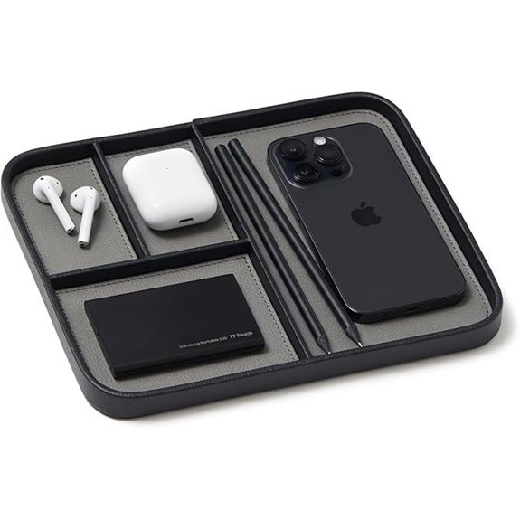 Nordik Leather Valet Tray - Pebble Black 9.5x7.9 Inches