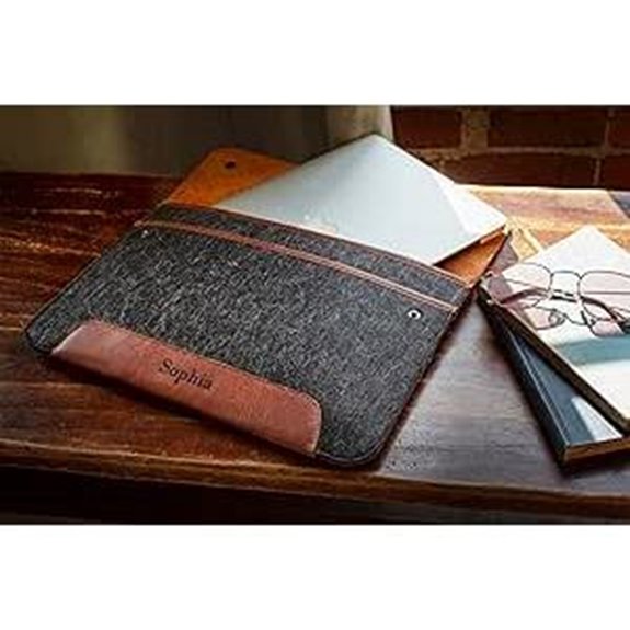 Custom Engraved Leather & Fleece Laptop Sleeve