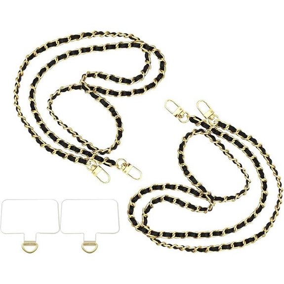 2PCS Phone Lanyard with Metal Chain and Leather Strap
