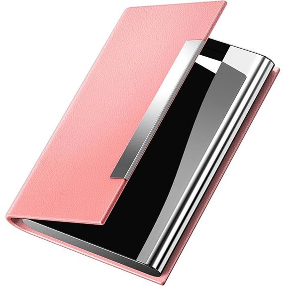 Padike Leather & Steel Business Card Holder (Pink)