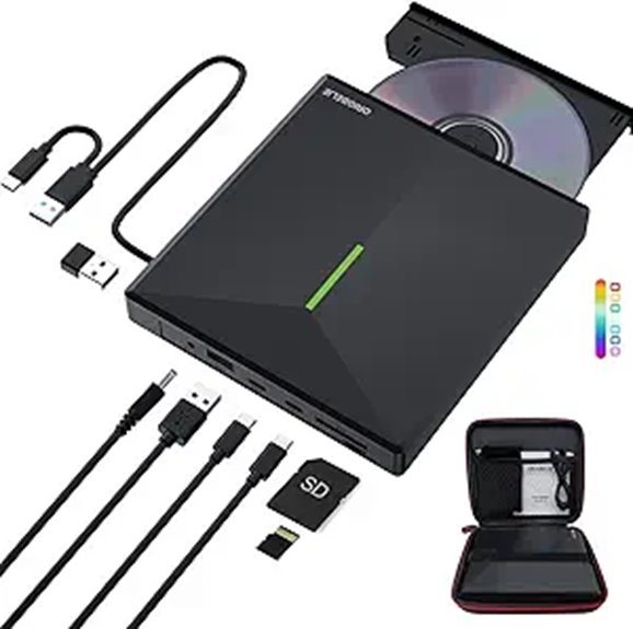 Portable USB 3.0 CD/DVD Drive with Card Slots