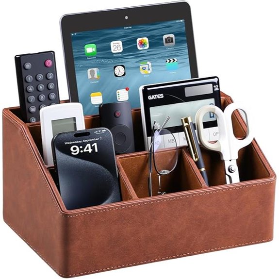 PU Leather Desk Organizer for Home and Office