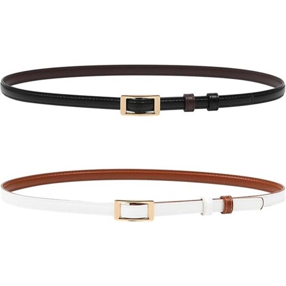 AWAYTR Reversible Leather Belt for Women with Gold Buckle