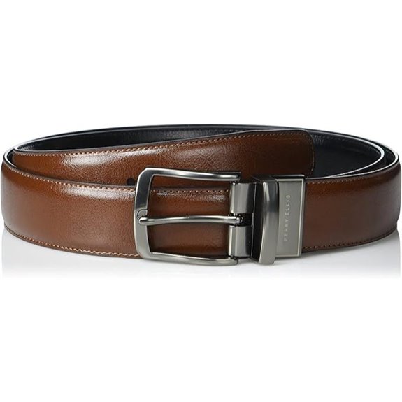 Perry Ellis Reversible Leather Dress Belt with Buckle