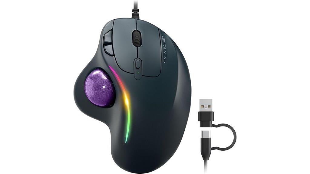 rgb lit wired trackball