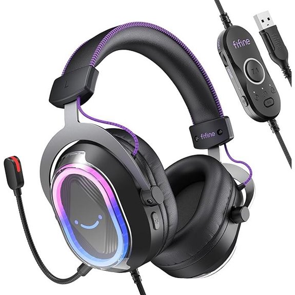 FIFINE Wired USB Gaming Headset with RGB & Mic