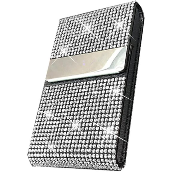 Bling Leather Business Card Holder with Rhinestones