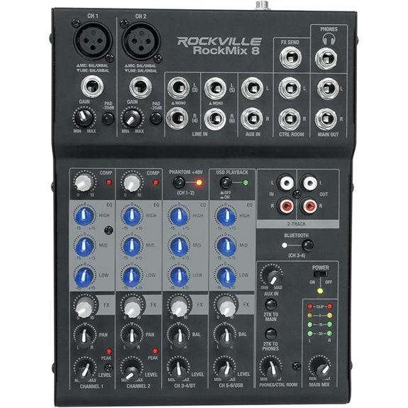 Rockville ROCKMIX 8-Channel Mixer with USB & Bluetooth