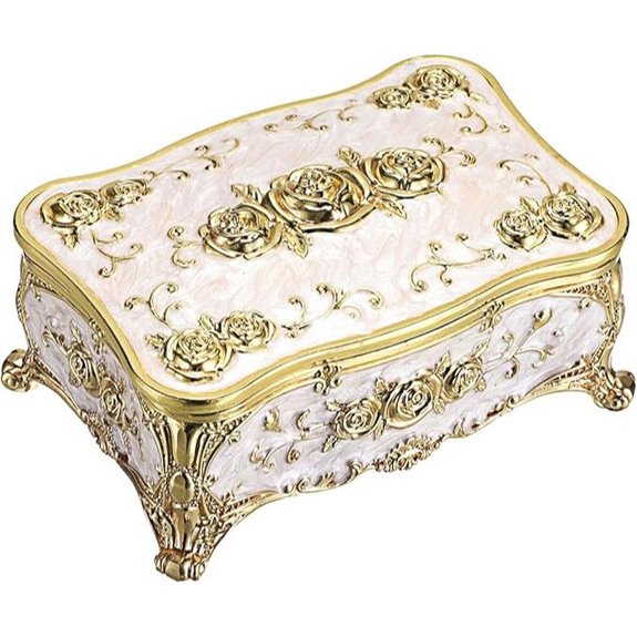 Hipiwe Metal Jewelry Box with Rose Pattern