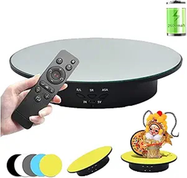 QINMAY Rotating Display Stand with Backgrounds and Remote