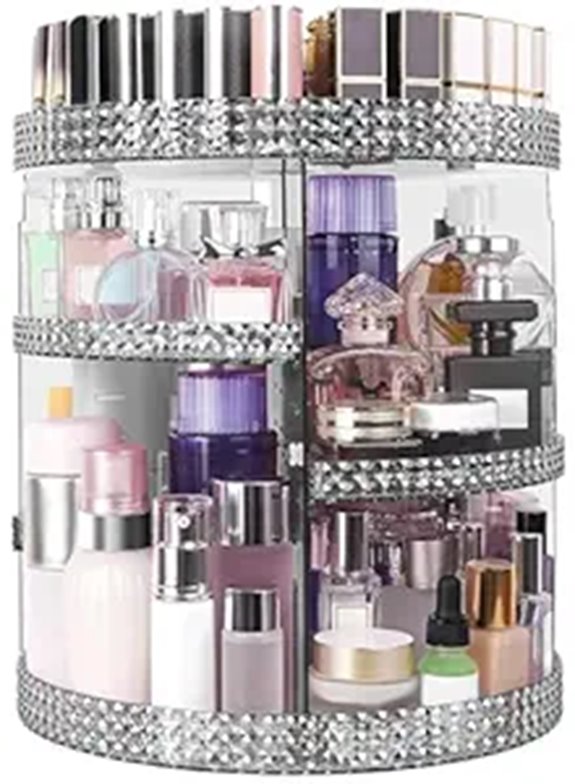 360° Rotating Makeup Organizer with Removable Layers