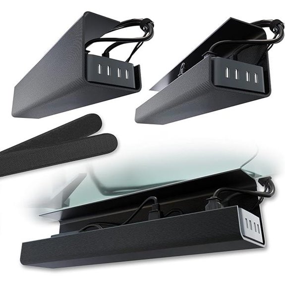 No-Screw Under Desk Cable Management Trays (Set of 2)