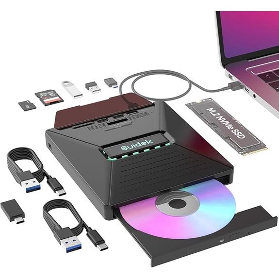 7-in-1 Portable External CD/DVD Drive with Card Slots