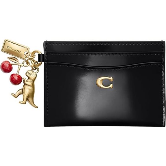 shiny leather card holder