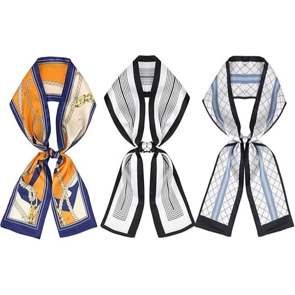 3-Pack Silk Neck Scarves for Women