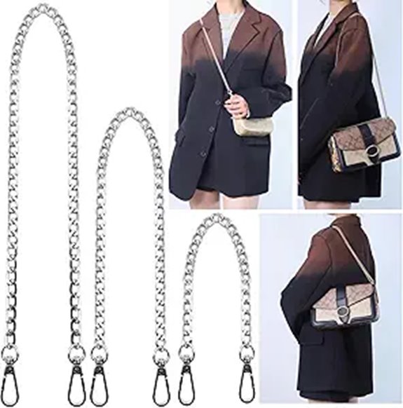 Hongbaite 3-Pack Silver Metal Purse Chain Replacements