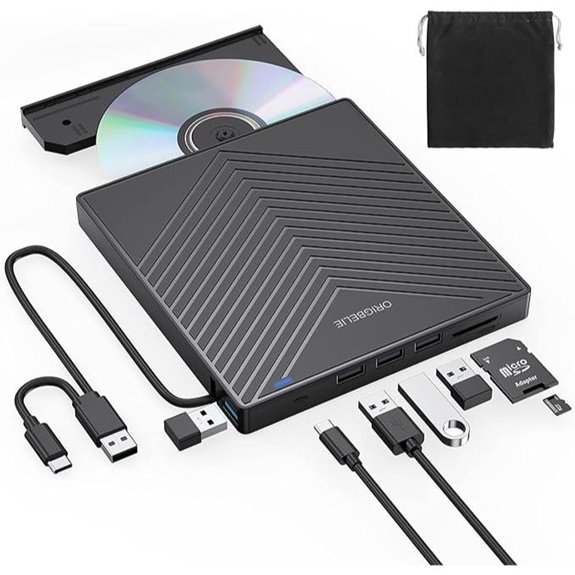 Ultra Slim External CD/DVD Drive with USB & Card Slots