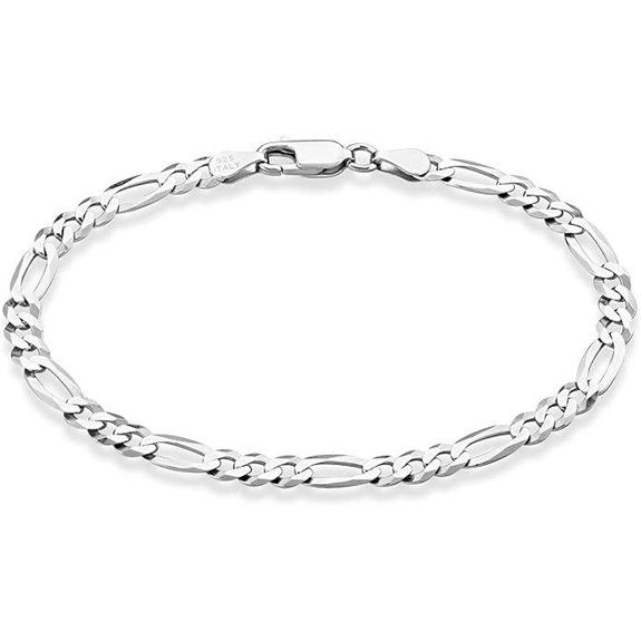 Miabella Sterling Silver Figaro Chain Bracelet
