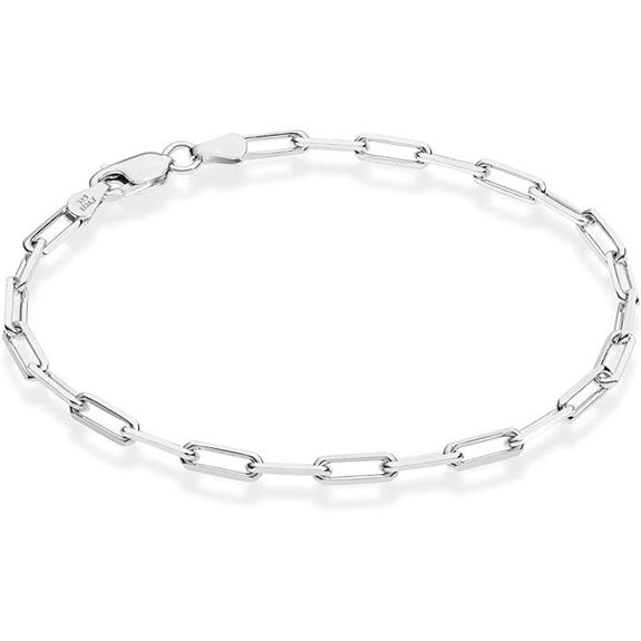Miabella Sterling Silver Paperclip Link Bracelet