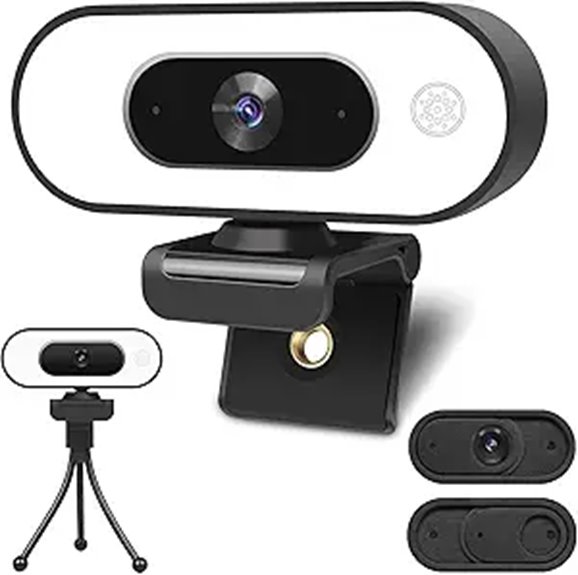 Webcam with Ring Light and Microphone for Streaming