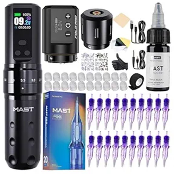 Mast Fold2 Pro Tattoo Kit with Batteries and Ink