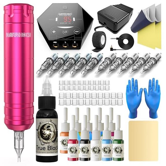 Tattoo Kit with Machine Needles Ink and Supplies