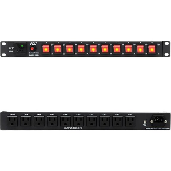 10 Outlets 1U Horizontal PDU with Surge Protector