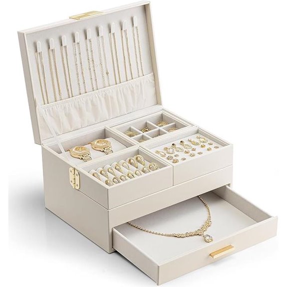 Vlando 3-Layer Jewelry Box with Retractable Tray