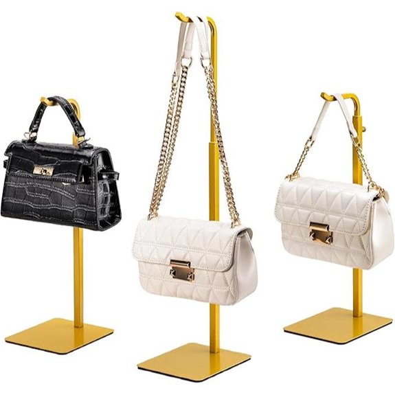 3-Pack Purse Display Stand with Adjustable Hooks