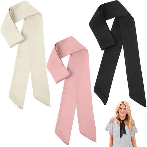 3 Pack Solid Color Satin Neck Ribbons