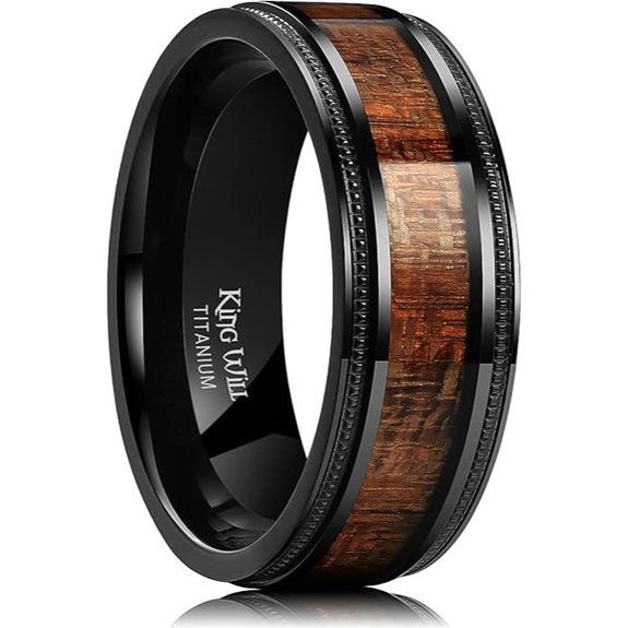 King Will Titanium Wedding Band with Wood Inlay
