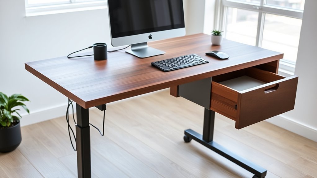 top adjustable desks with storage