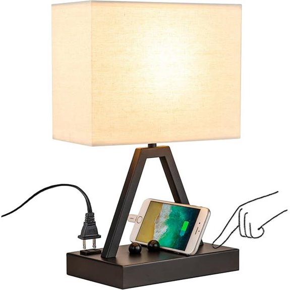 Briever Touch Control Desk Lamp with USB & Outlet