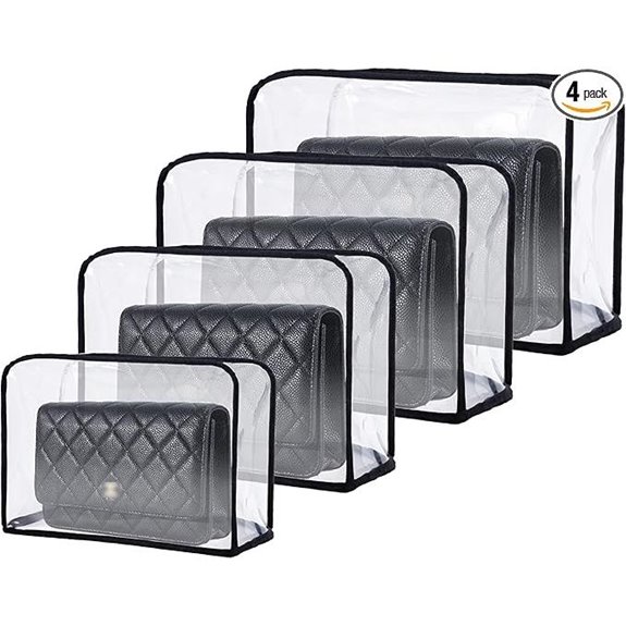 Set of 4 Clear TPU Purse Organizers with Zippers