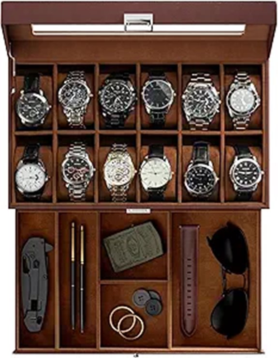 ProCase 12-Slot Mens Watch Box with Drawer