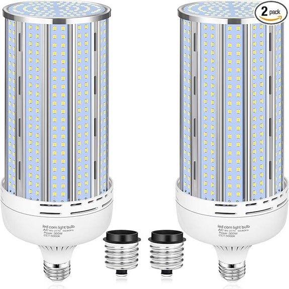2 Pack 300W LED Corn Bulb Daylight E26/E39