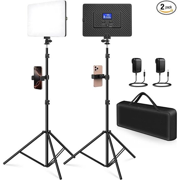 2 Pack LED Video Light Kit with Light Stand