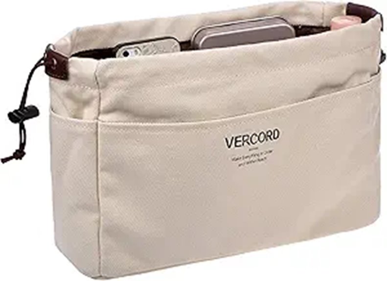 Vercord Canvas Handbag Organizer with 10 Pockets