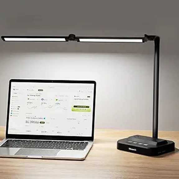 Adjustable LED Desk Lamp with Power Hub and Ports