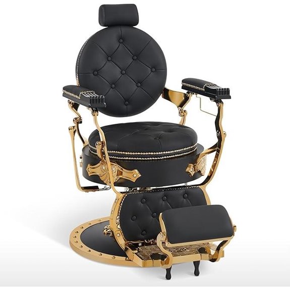 BarberPub Vintage Reclining Barber Chair with Hydraulic