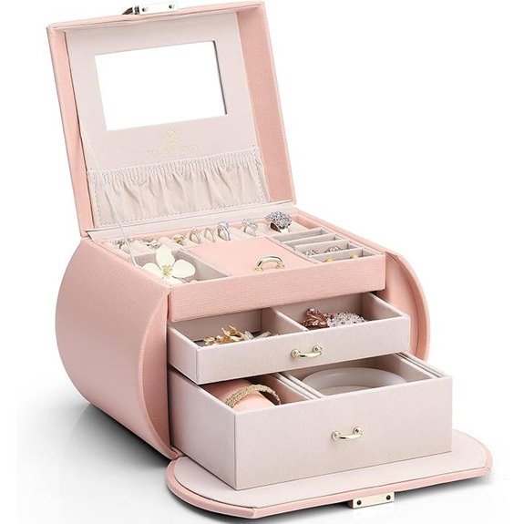 Vlando Girls Jewelry Box with Mirror and Layers