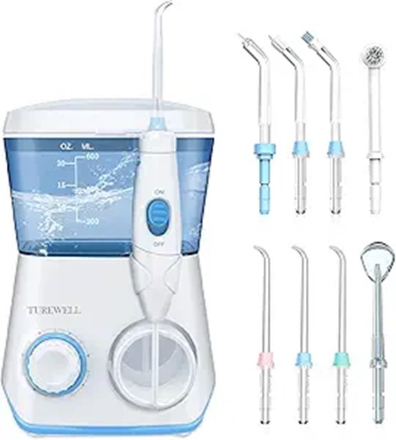 TUREWELL Water Flosser with 8 Tips and Adjustable Pressure